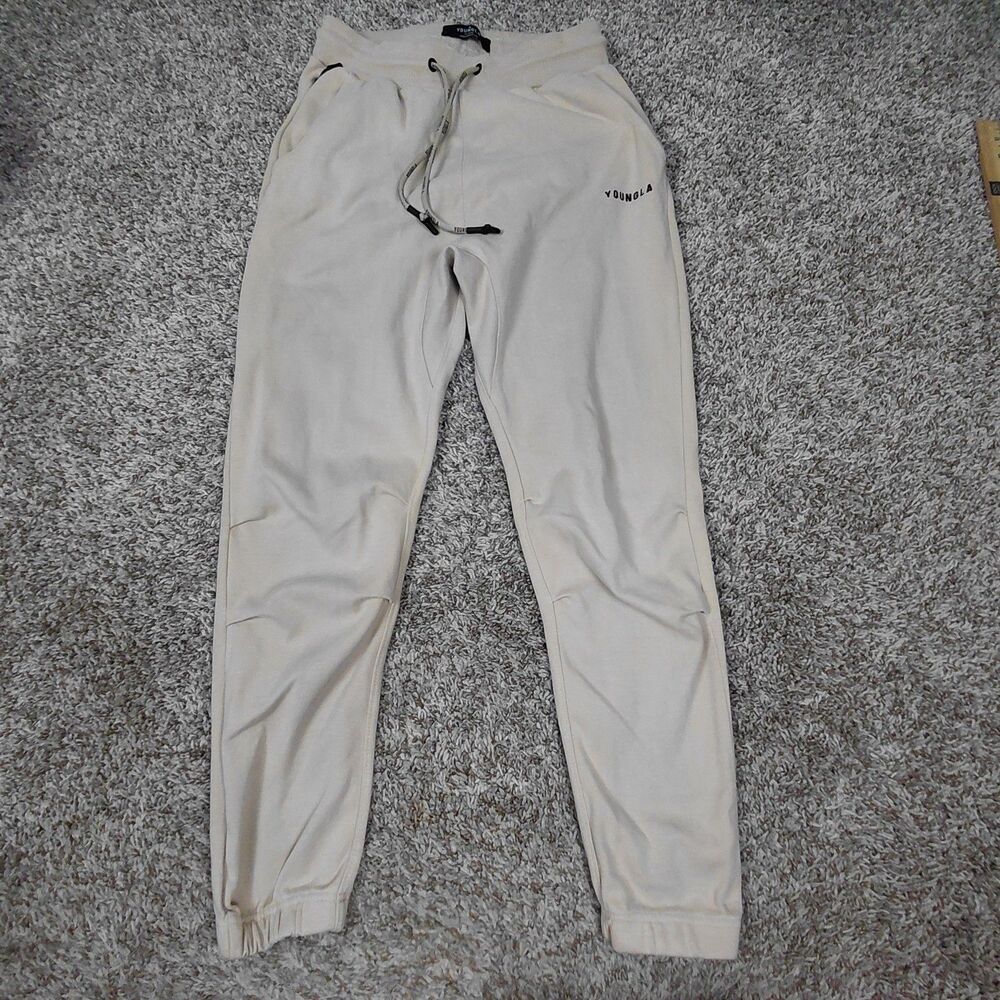 YoungLA 210 Joggers Sweatpants Men's XL Beige Drawstring Young LA Tapered